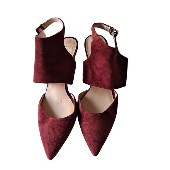 Nine West Salinda Suede Pointed Toe Ankle Strap Dress Pump Heels Red Womens 8.5 - Picture 2 of 12